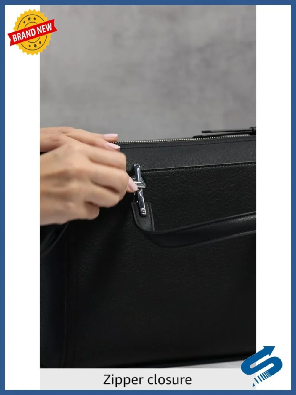 Vegan Leather Satchel with Multiple Pockets and Adjustable Crossbody Strap